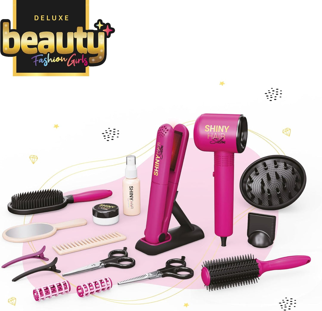 Colorbaby Beauty Friseurspielzeug für Mädchen, Deluxe, Fönbürste, Glätteisen mit Licht und Klang, re
