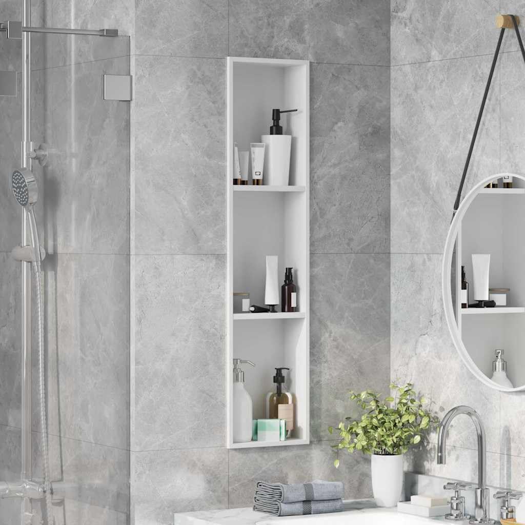 vidaXL Duschnische Weiss 90 x 20 x 9,5 cm Edelstahl Matt-weiss 90 x 20 x 9,5 cm, Matt-weiss 90 x 20