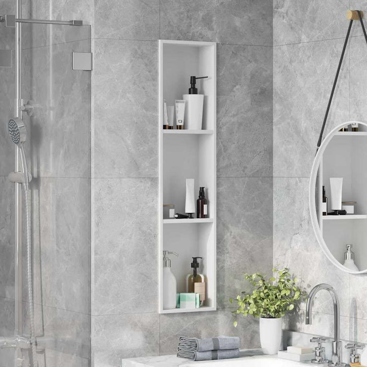 vidaXL Duschnische Weiss 90 x 20 x 9,5 cm Edelstahl Matt-weiss 90 x 20 x 9,5 cm, Matt-weiss 90 x 20
