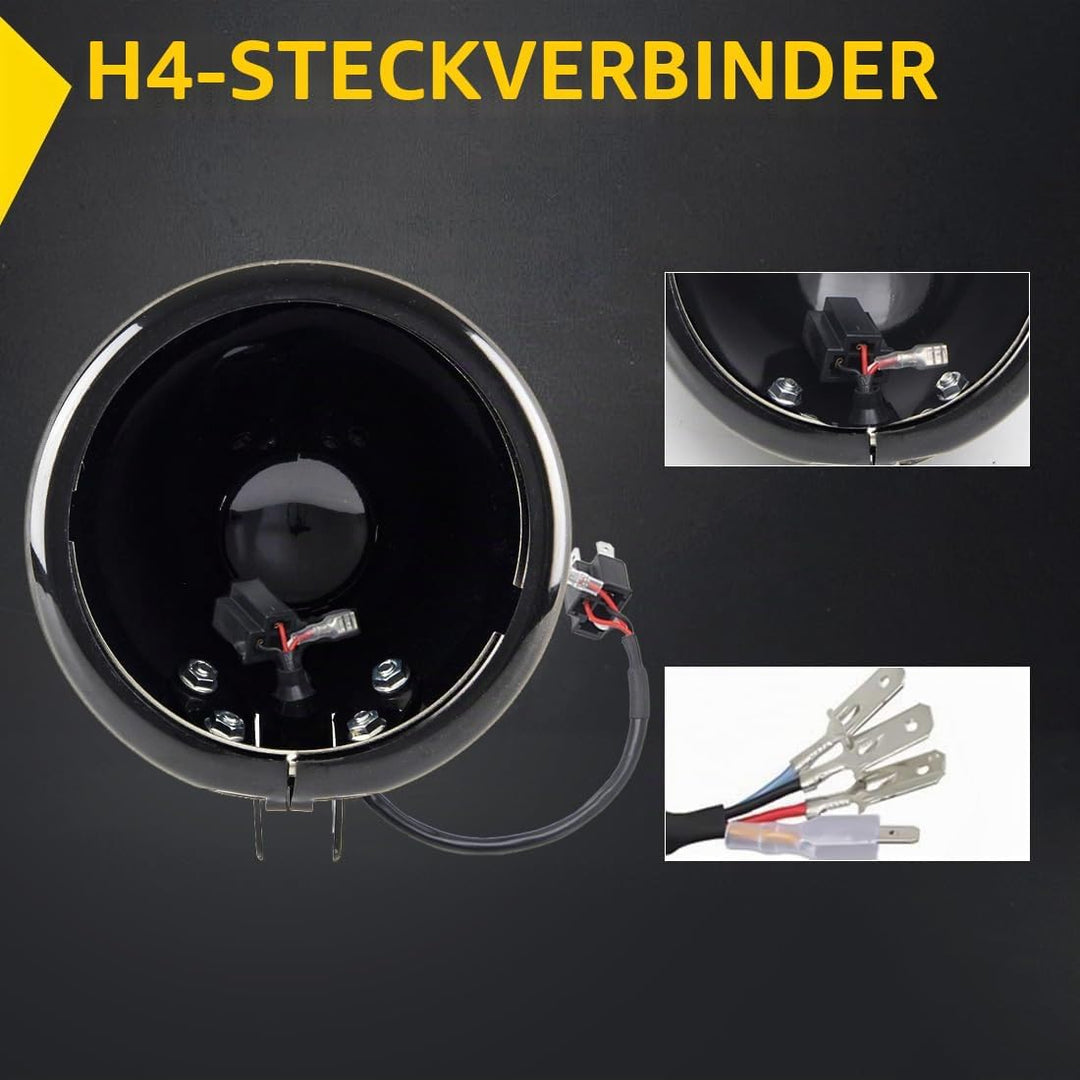 SKUNTUGUANG 5 3/4 "5,75 Zoll Led Scheinwerfergehäuse Eimer für Motorrad（schwarz）