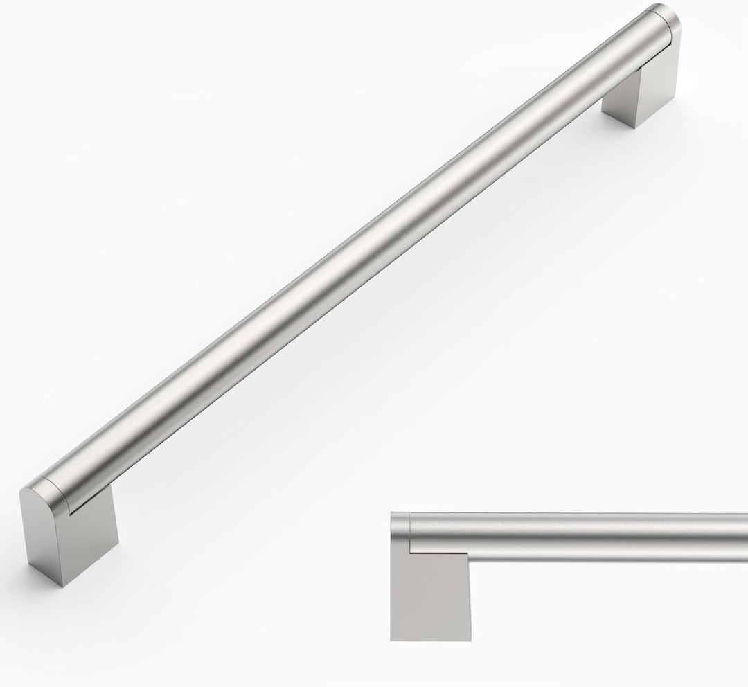 Amerdeco 10 Stück Möbelgriffe Edelstahl Gebürsteter Nickel 256mm Lochabstand Schrankgriffe für Küche