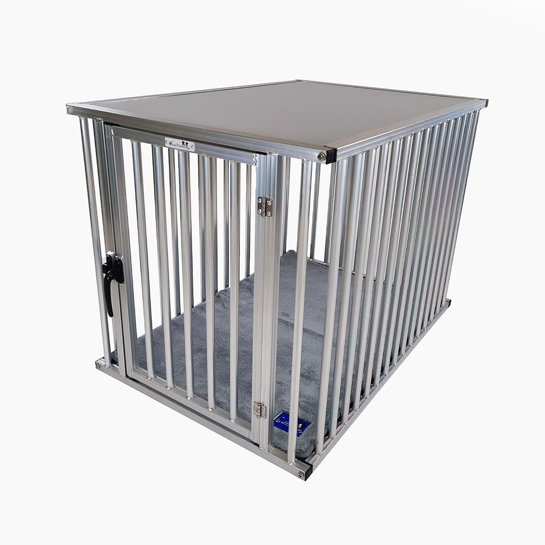 Callieway® ALU DOGBOX/Hundebox/ALU Hundkäfig für Büro und Daheim (nur vertikale Stäbe) (Large: 79cm
