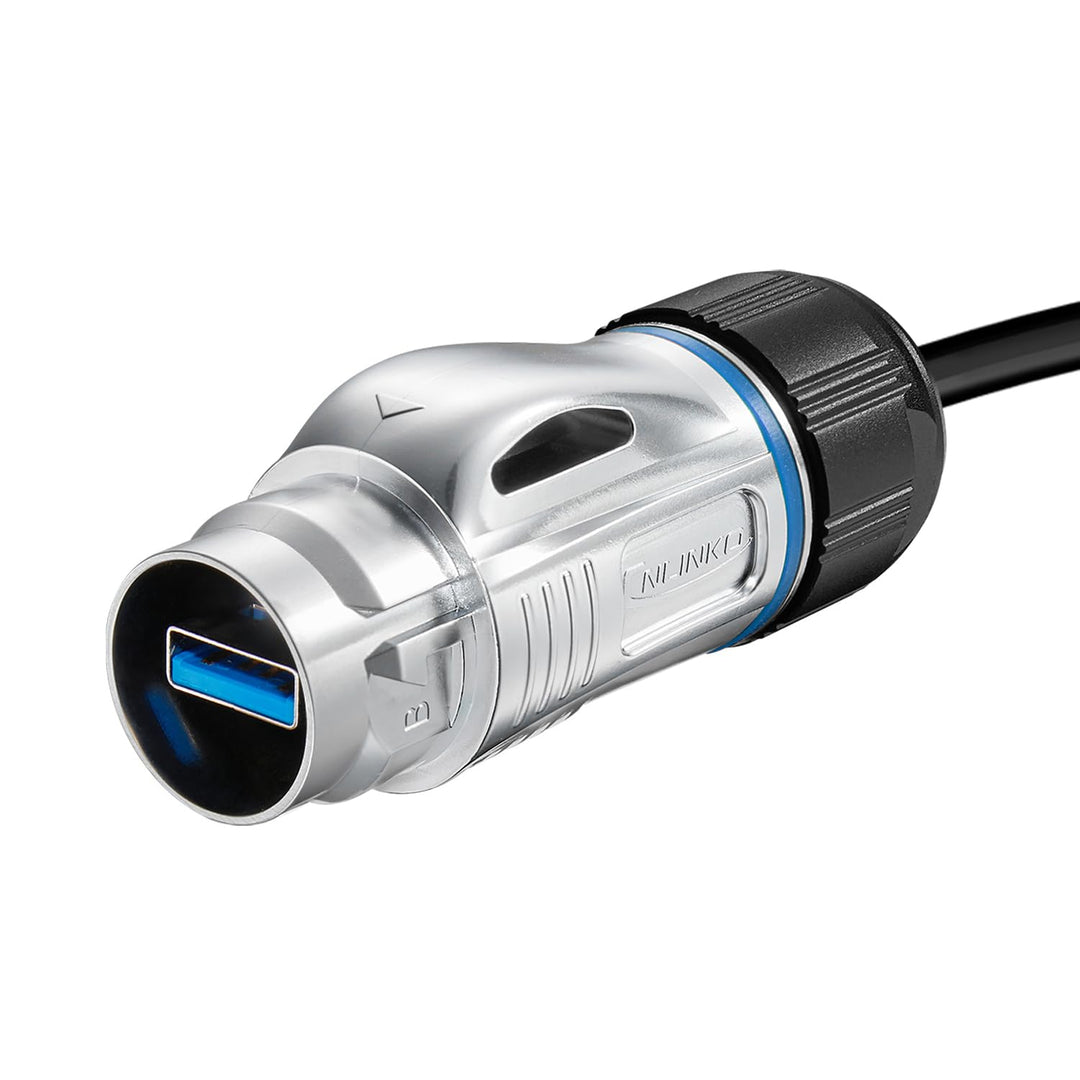 CNLINKO BD-24 USB 3.0 Wasserdichter Stecker, Stecker mit 20 zoll Kabel | Typ A Buchse aus Metall, Ei