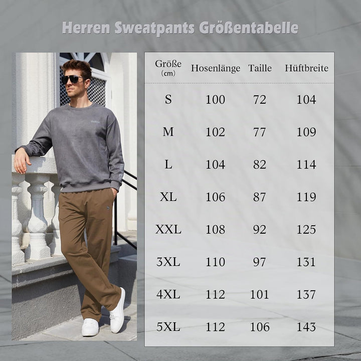 Herren Jogginghose Baumwolle Sweathose Lange Atmungsaktiv Sporthose Yogahose Klassische Trainingshos