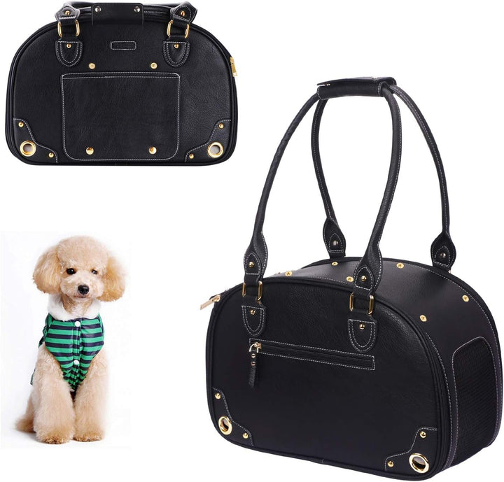 PetsHome Hundetragetasche, Haustier-Tragetasche, Hundegeldbörse, faltbar, wasserdicht, Premium-PU-Le