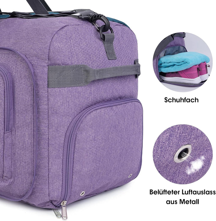 WANDF Reisetasche 85L mit Schuhfach Faltbare Weekender-Reisetasche Handgepäck für Männer Frauen (Lil