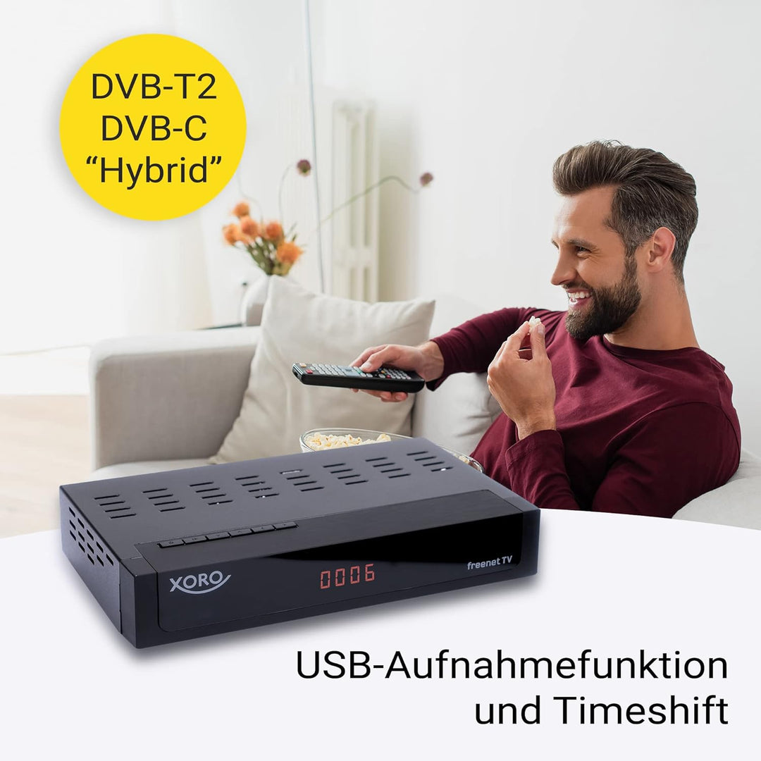 DVB-C/DVB-T2 FullHD Receiver XORO HRT 8770 TWIN, Digitales Kabelfernsehen, Freenet TV Entschlüsselun