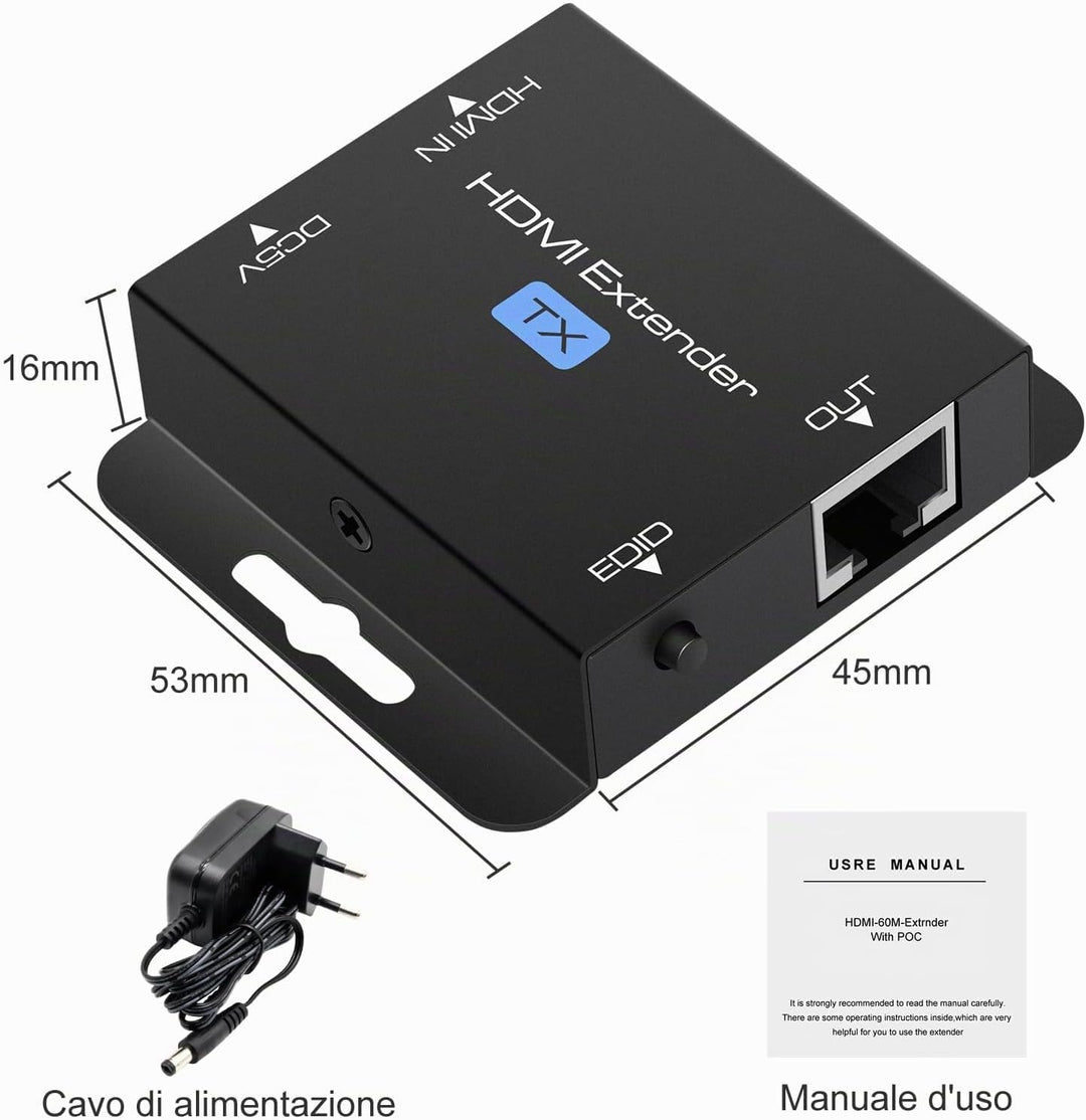 VEDINDUST HDMI Extender, Over Cat5e/6/7 Ethernet HDMI Transmitter Empfänger unterstützt EDID 1080p P