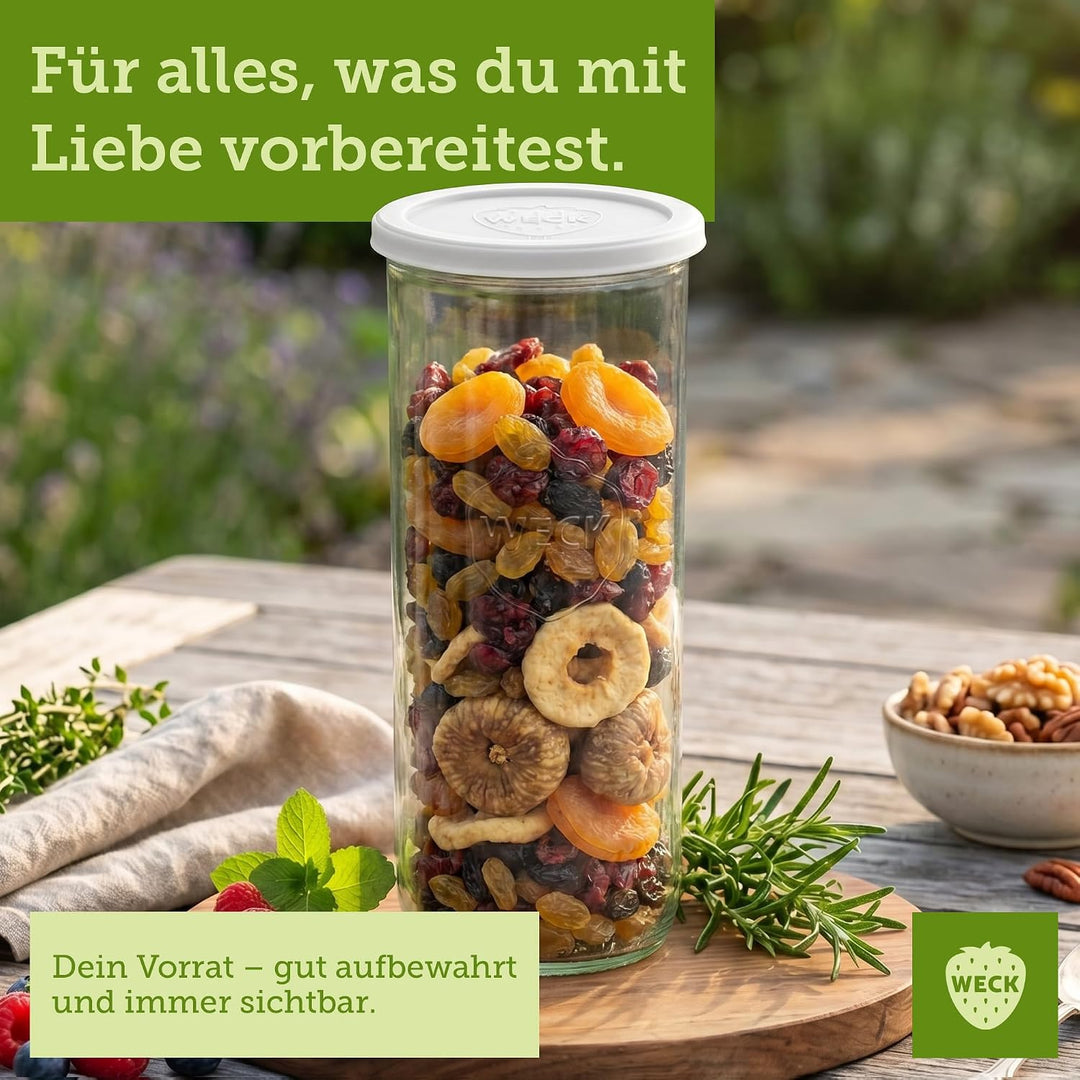 Weck Gläser 1400ml – 6er Set mit Deckeln – Sturzform – robuste, stapelbare Vorratsgläser- & Einweckg