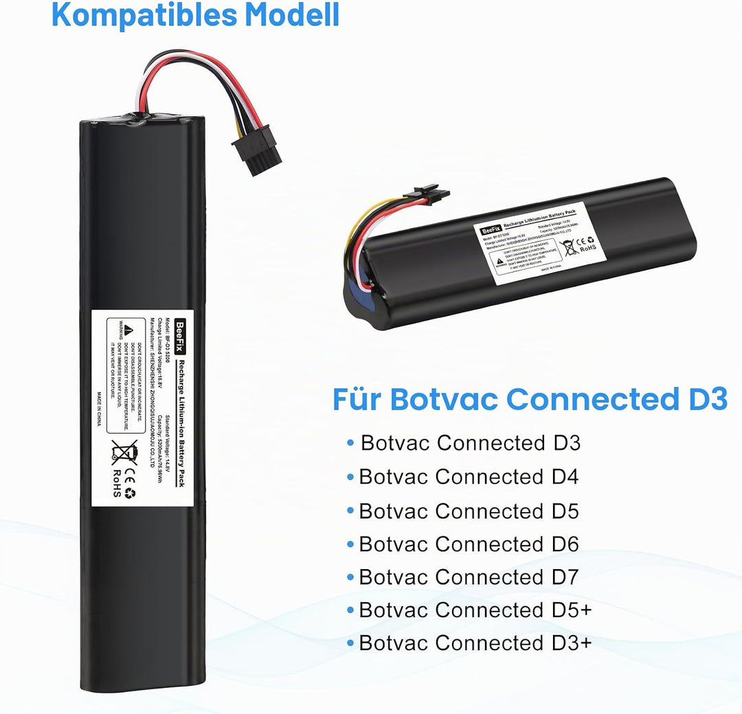 5200mAh Ersatzakku für die Neato Robotics Saugroboter Connected D3, D5, D7 Hohe Kapazität Staubsauge