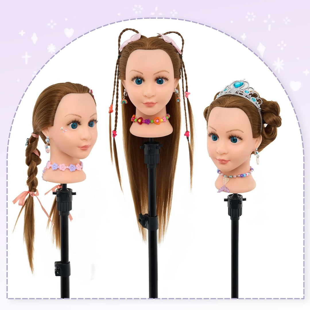 Neverland Beauty 22" Frisierkopf 60% Echthaar Übungskopf - Puppenkopf zum Frisieren Trainingskopf fü