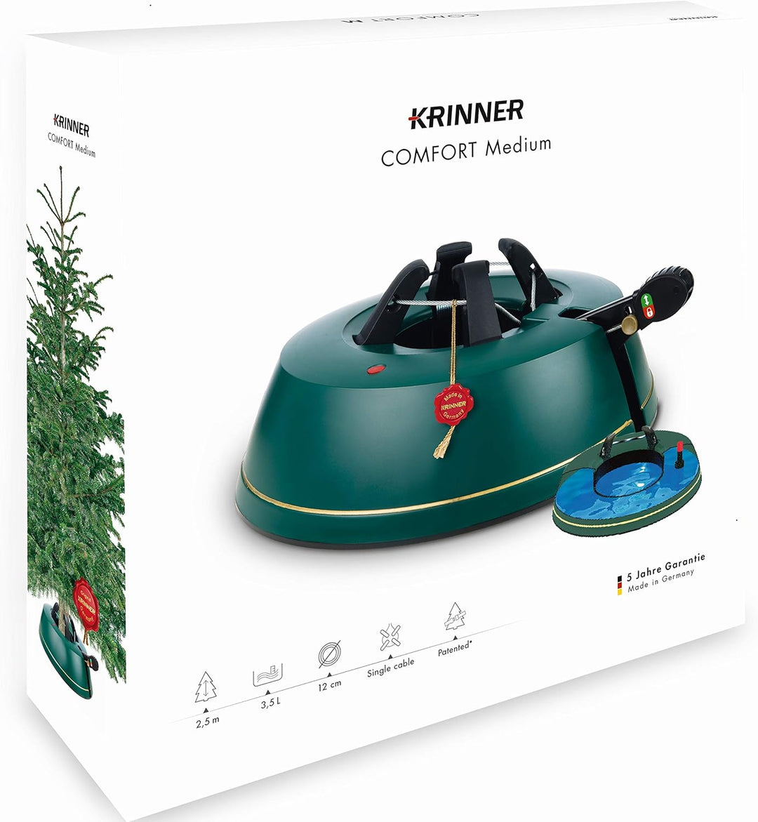 Krinner Comfort Weihnachtsbaumständer, Grösse M, Plastik, Blaugrün, 36 x 36 x 10.5