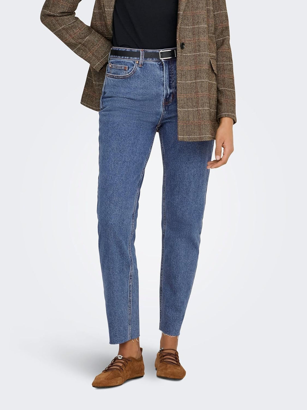 ONLY Damen Hose Onlemily Hw Straight ANK Col CC PNT 27W / 30L Dark Blue Denim, 27W / 30L Dark Blue D