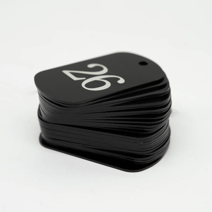 Aluminum Engraved Number Tags Key Tags ID Tags with Key Rings 1-50 Schwarz, 1-50 Schwarz