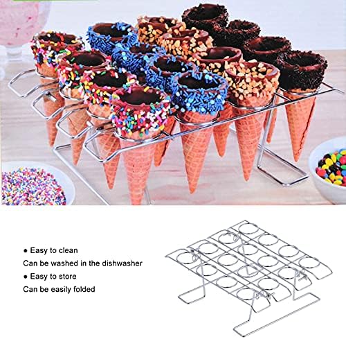 16-Fach Edelstahl Cupcake und Eiskegelständer, Faltbarer Gebäckhalter für Küche und Backen, Silber