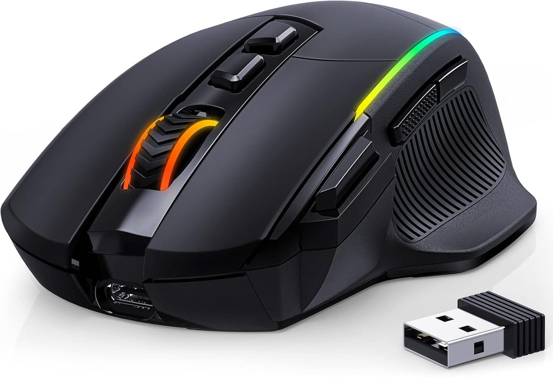 RisoPhy Gaming Maus Kabellose RGB,2.4G/USB-C/Bluetooth Maus mit 8 Programmierbare Tasten/10000DPI/7