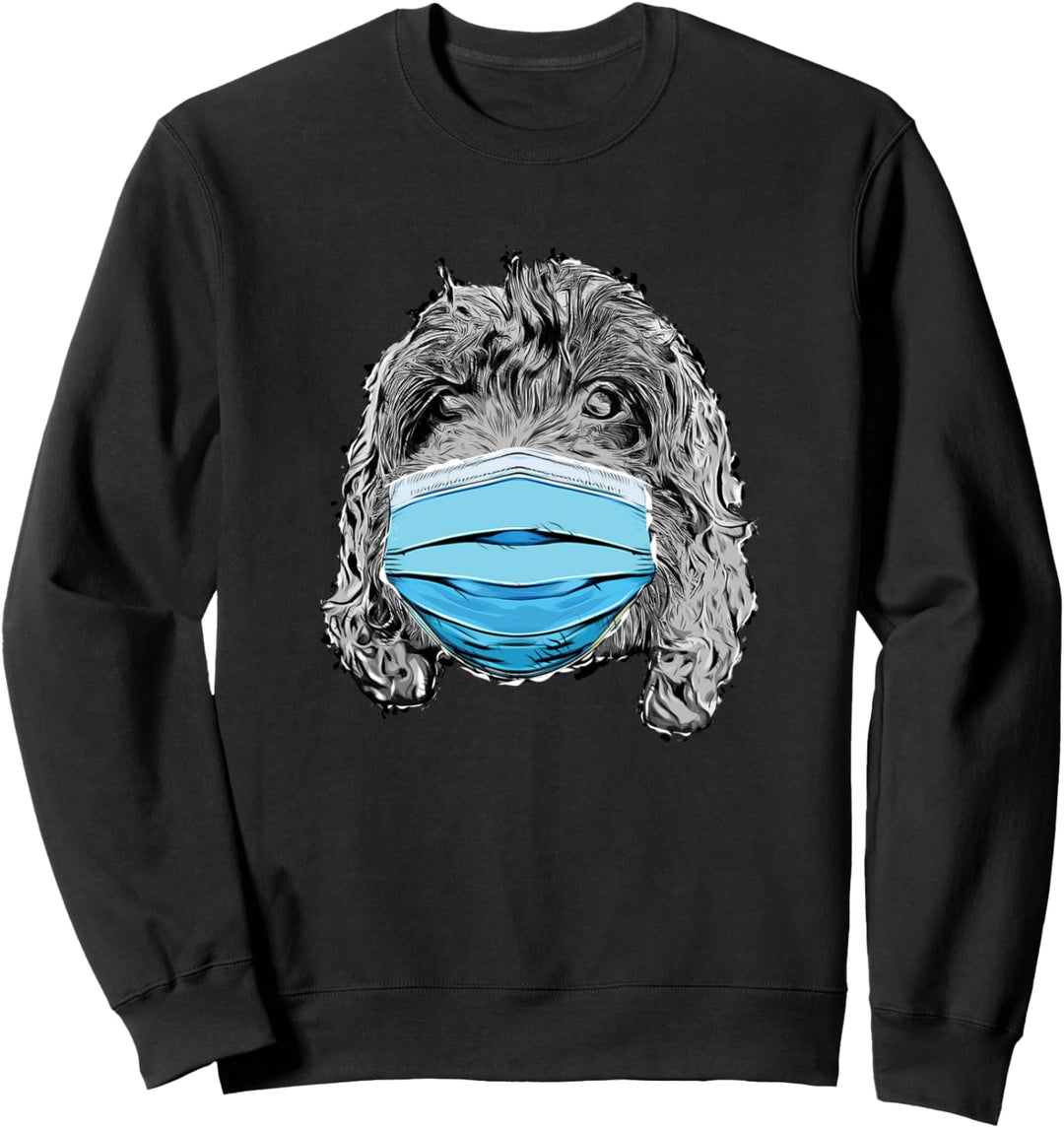 Cockapoo Dog Wearing a Face mask Fun Gift For Dog Lovers Sweatshirt