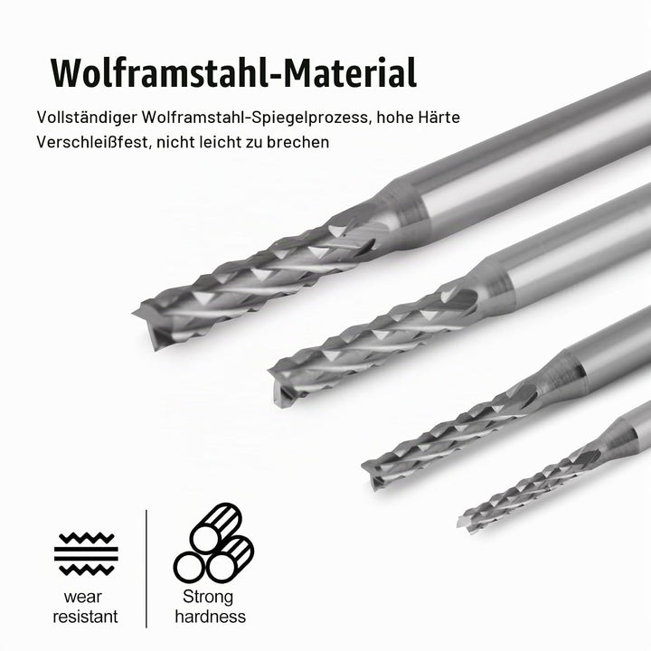 EU_HOZLY 3.175mm Hartmetall-Endfräser Gravierbits CNC-Leiterplatten-Maschinen 1.0mm Schneidkanten-Pa