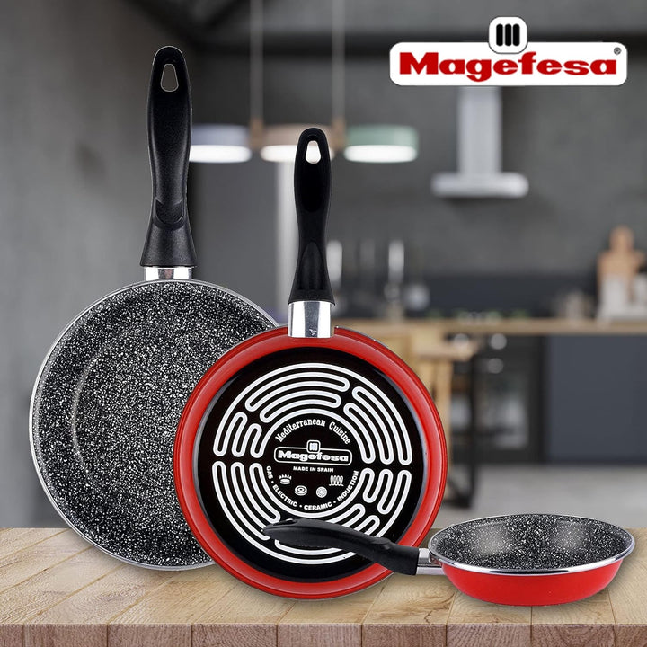 Magefesa K2 Pfannenset (24/26/28)-cm rot, (24/26/28)-cm