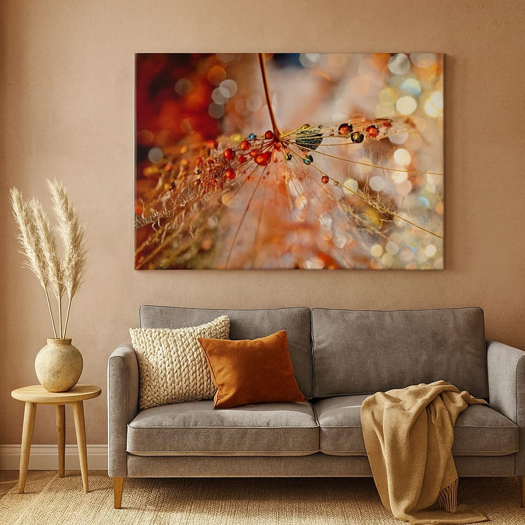 Bilder auf Leinwand 100x70cm Leinwandbild mit Rahmen Spinnennetz modern Gross Wanddeko Bild Schlafzi