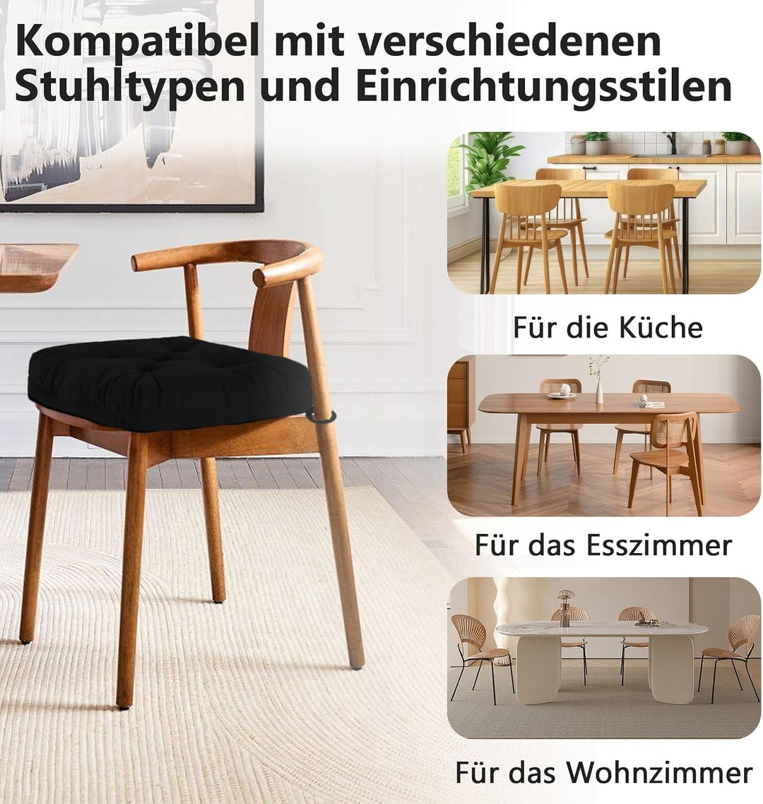 Sitzkissen, 2er Set Stuhlkissen aus Cordstoff, Memory Foam mit Doppel-Layer Design, Befestigungsriem
