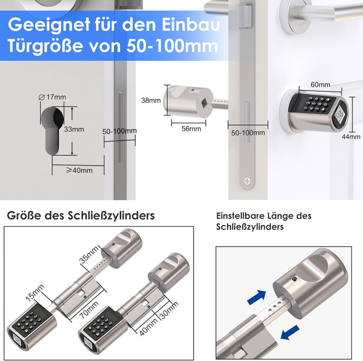 RUILON Elektronisches Türschloss mit Passwort,RFID-Karte,Bluetooth APP,Tastatur,Schlüsselloses Türsc