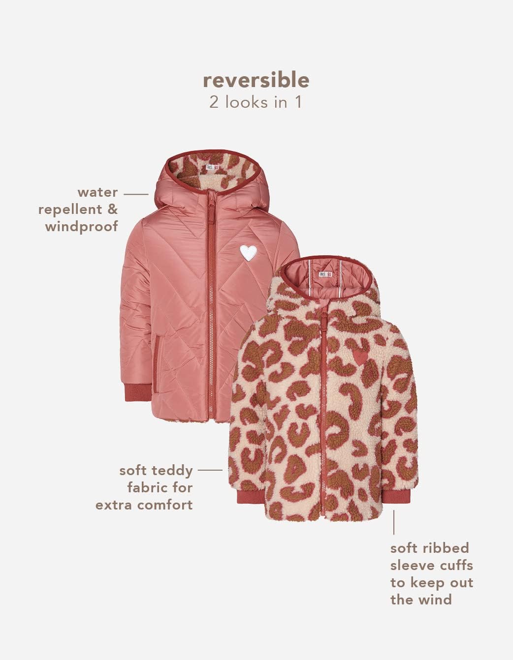 Noppies Mädchen Girls Jacket Nieuwaal Reversible Kinder Winterjacke 92 Cedar Wood - P894, 92 Cedar W