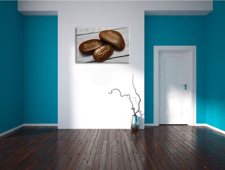 Relax Body Soul schwarz/weiss Format: 100x70 auf Leinwand, XXL riesige Bilder fertig gerahmt mit Kei