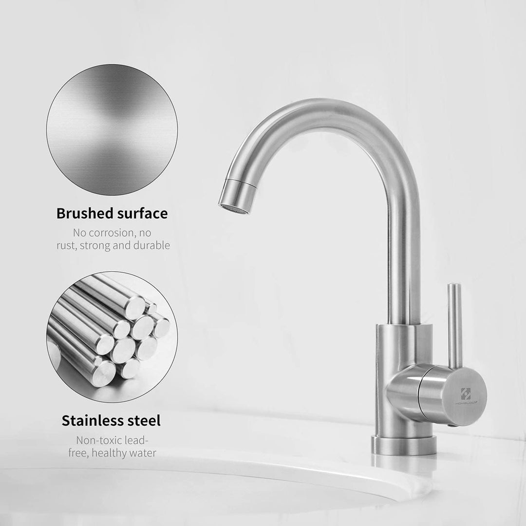 HOMELODY Niederdruck Wasserhahn Bad/Küche 360° Drehbar Badarmatur Küchenwasserhahn Einhebelmischer W
