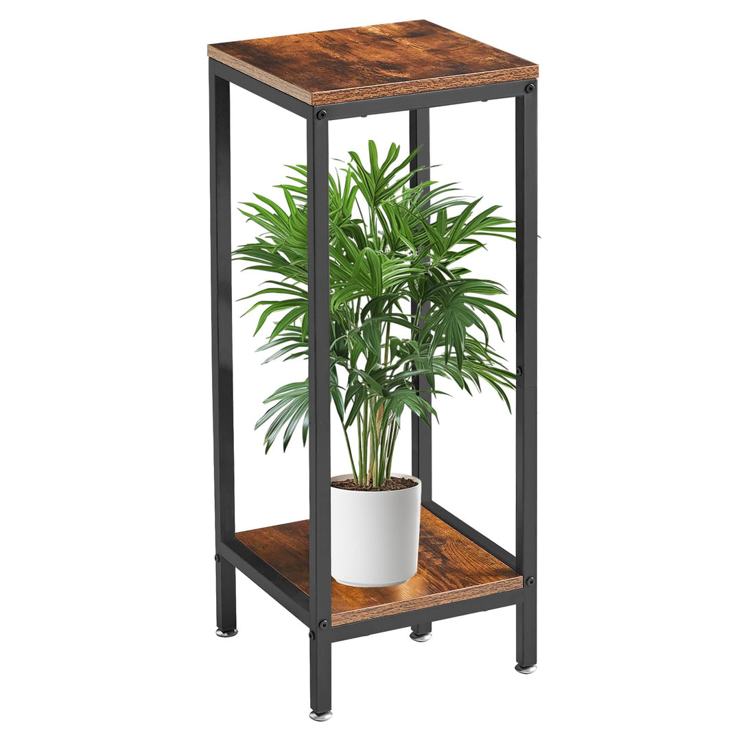 IBUYKE 2 Etagen Pflanzenregal Blumenständer, 76cm Hoch Holz Pflanzenständer, Modern Quadratische Blu