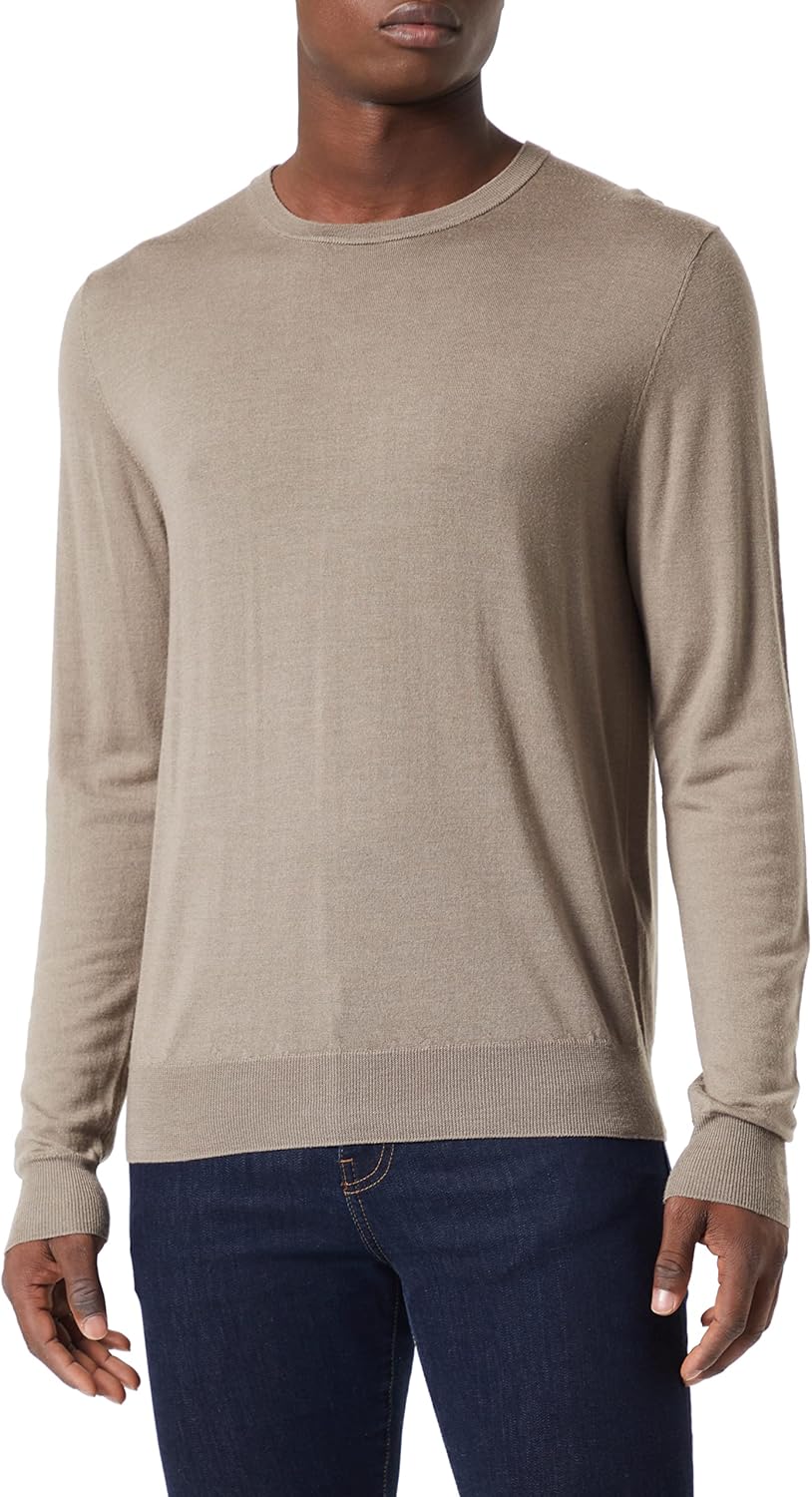 Hackett London Herren GMD Merino Silk Crew Pullover XXL Brown (Desert Taupe), XXL Brown (Desert Taup