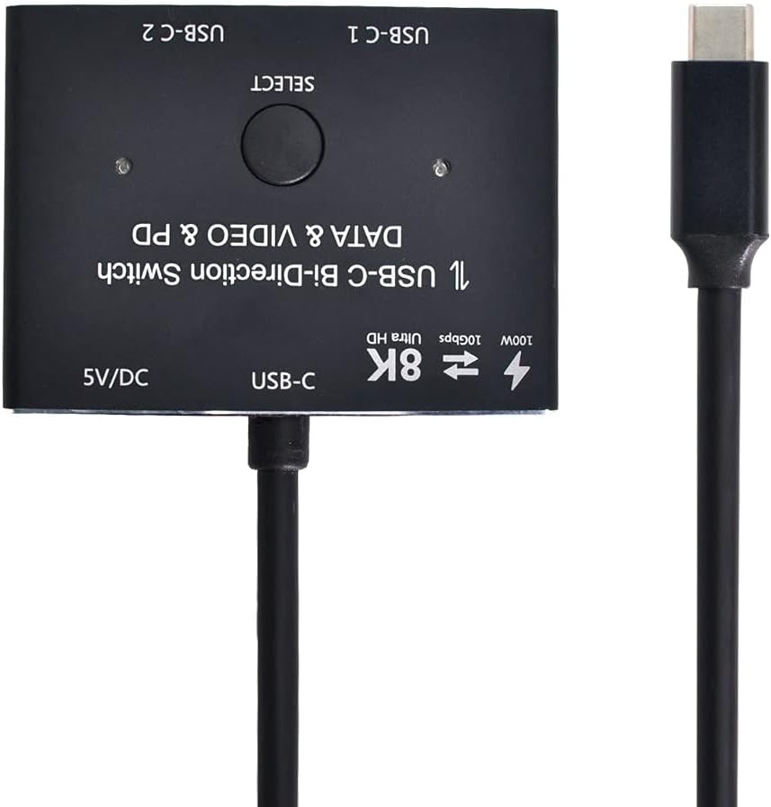 cablecc USB-C Bi-Direction Switch MST 1 zu 2 Hub unterstützt Videodaten PD 8K @ 30Hz 100W 10Gbps mit