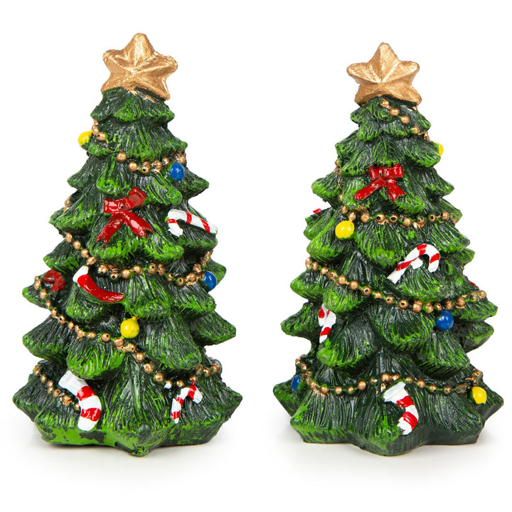 Logbuch-Verlag 2 kleine Bäume Weihnachten Mini Tannenbaum Figuren künstliche Weihnachtsbäume Miniatu