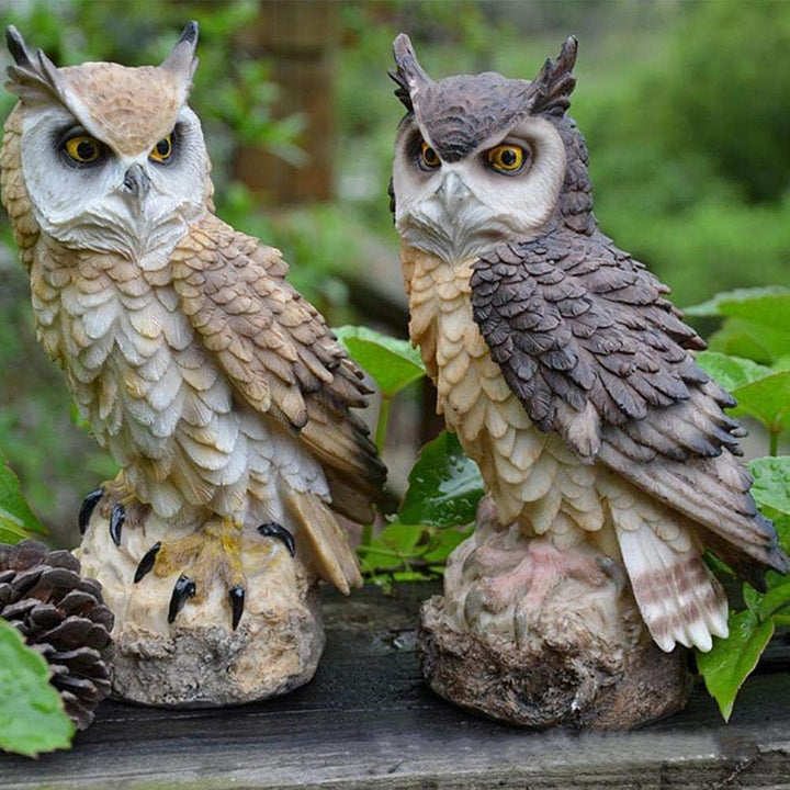 Ysoom Eule Ornamente Dekofigur Eule Greifvogel Gartenfigur Tierfigur Gartendeko Vogeldeko Harz Tierh