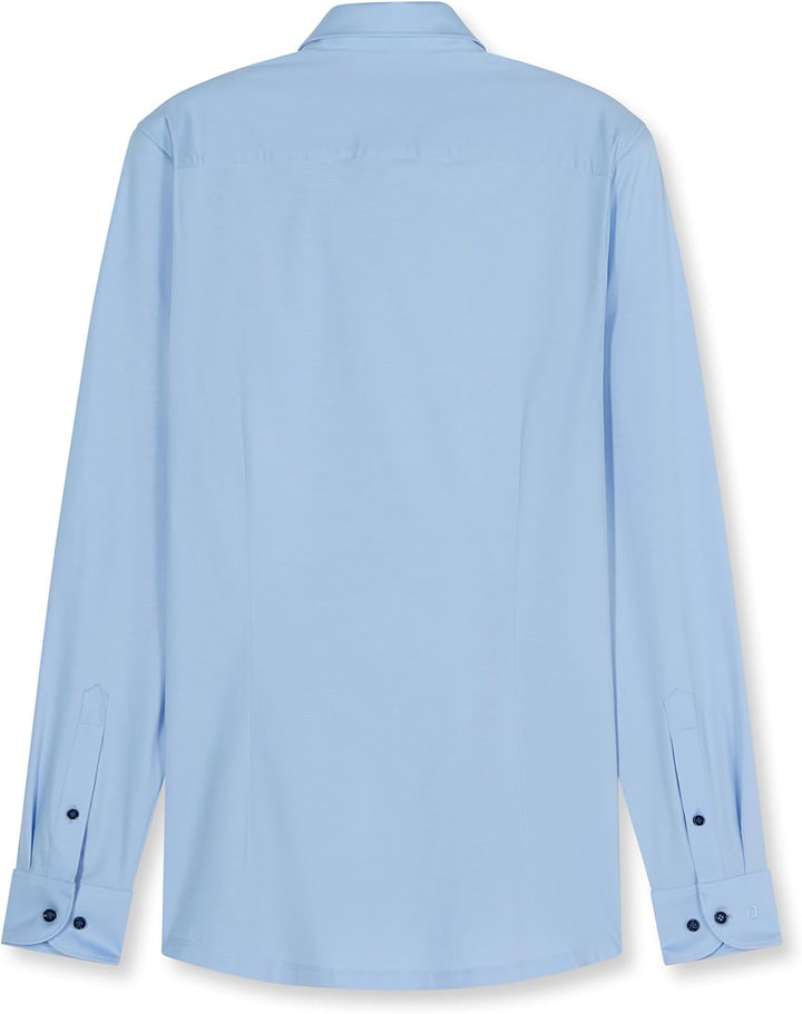 OLYMP Herren Oberhemd Langarm 120264,Single Jersey,Modern Fit Jerseyshirt 01,New Kent 37 Hellblau 10