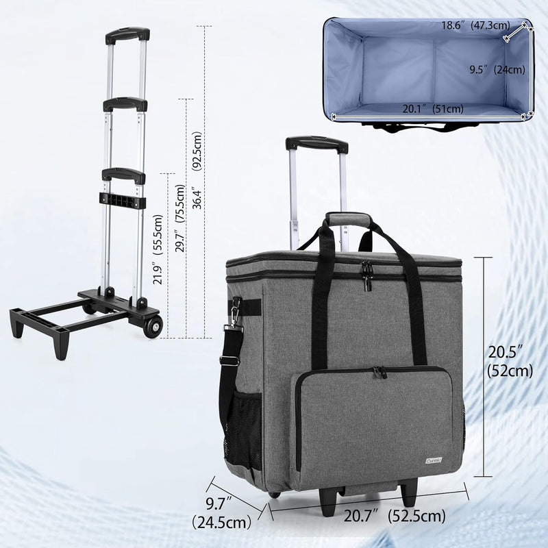 CURMIO Reisetasche für Desktop PC, PC Gehäuse Tasche mit Abnehmbarem Trolley, Desktop-Computer-Trage