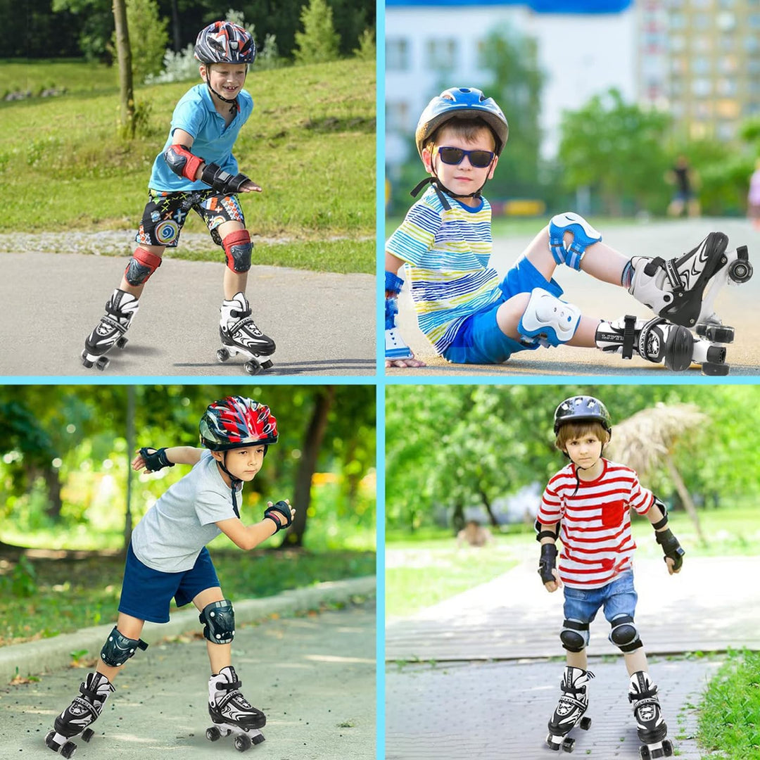 Einstellbare Kinder Rollschuhe für Jungen Mädchen Kinder Anfänger, 4 Grössen Rollschuhe für Kleinkin