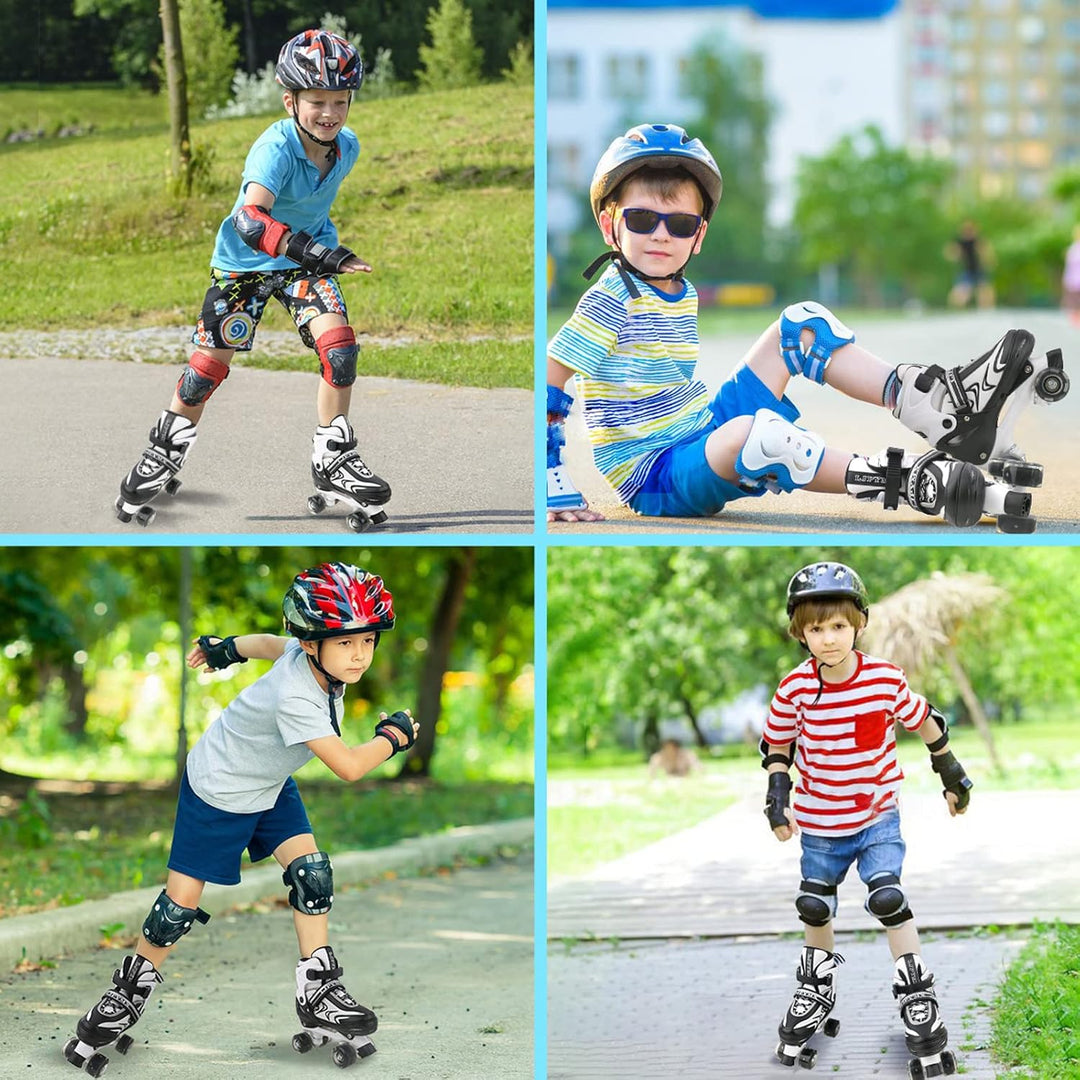 Einstellbare Kinder Rollschuhe für Jungen Mädchen Kinder Anfänger, 4 Grössen Rollschuhe für Kleinkin