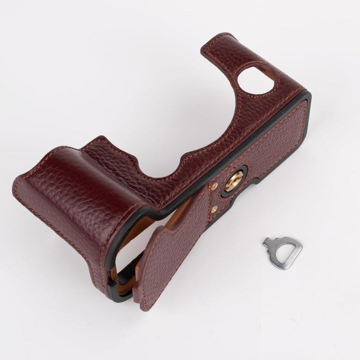 Rieibi Fuji XT5 Schutzhülle für Fujifilm X-T5 Digitalkamera, hochwertiges Echtleder, Halbtasche für