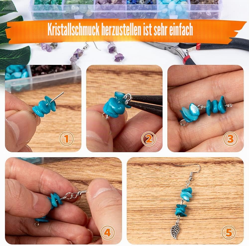 HONGTEYA Schmuck Selber Machen Set, 24 Farben Natürliche Edelstein-Perlen,5–7 mm Steinperlen, 1073 S