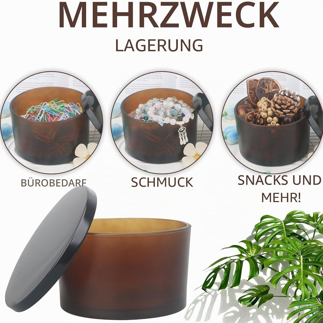MILIVIXAY 6 x 680 ml Kerzengläser mit Metalldeckel und Kerzenherstellungs-Kits – 3 Docht-Kerzenglas,