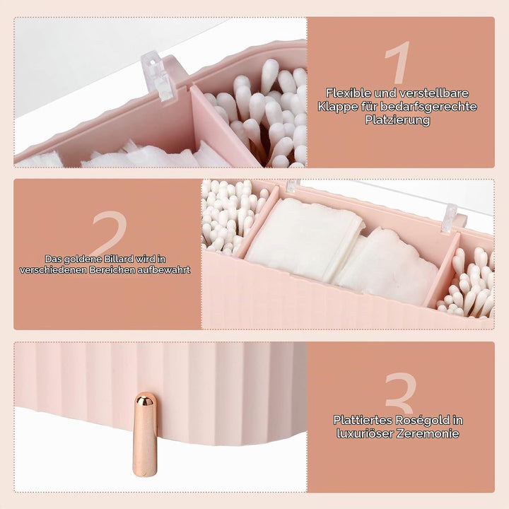 Make Up Kosmetik Organizer, Wattepads Aufbewahrung mit Deckeln, Wattestäbchen Behälter Lidschattenpi