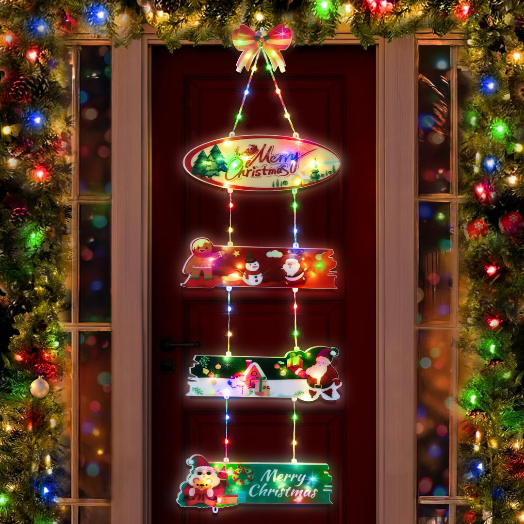 Qedertek Weihnachtsbeleuchtung Aussen Batterie, 72 LED Weihnachtskranz Bunt Türkranz mit Timer, 8 Mo