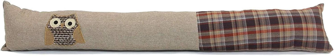 Zugluftstopper Eule, 90 cm lang, in Canvas-Optik und Karo-Stoff, Fensterdichtung, Türdichtung, Isoli
