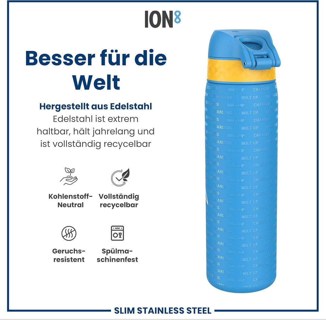 ion8 NFL Edelstahl-Trinkflasche, Auslaufsicher, Einhandöffnung, Sichere Verriegelung, Spülmaschinenf
