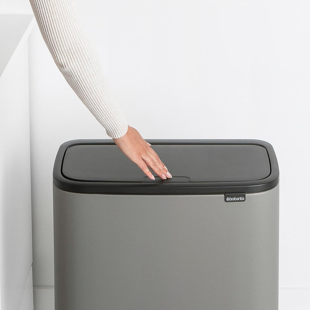 Brabantia 127229 Mülleimer Bo Touch Bin, 3 x 11L, Grauer mineralbeton 3 Inneneimer (3 x 11L) Mineral