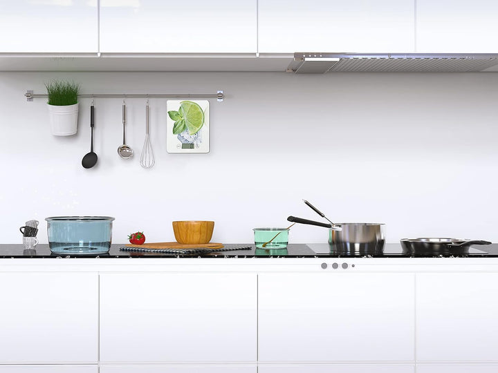 LTTLE BALANCE 8544 Slim Citron USB-R, Küchenwaage ohne Akku, USB wiederaufladbar, reparierbar, 5 kg,