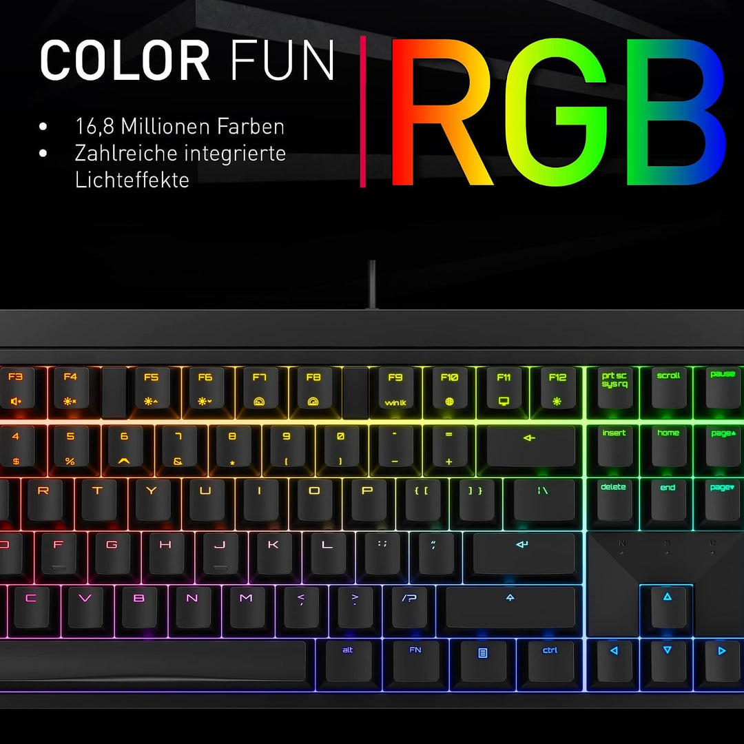 CHERRY MX 2.0S, Mechanische Gaming-Tastatur mit RGB-Beleuchtung, Deutsches Layout (QWERTZ), Kabelgeb