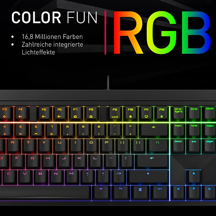 CHERRY MX 2.0S, Mechanische Gaming-Tastatur mit RGB-Beleuchtung, Deutsches Layout (QWERTZ), Kabelgeb