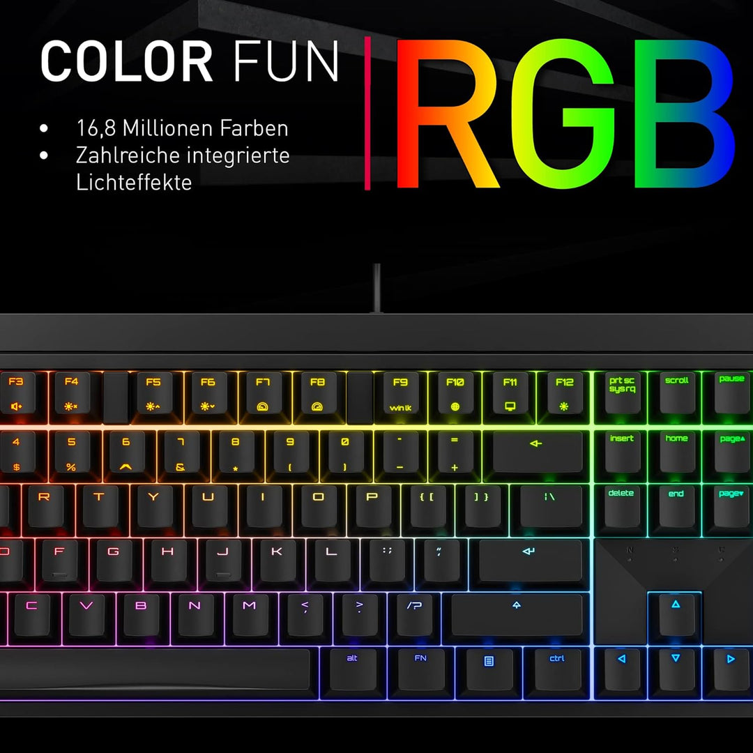 CHERRY MX 2.0S, Kabelgebundene Gaming-Tastatur mit RGB-Beleuchtung, Deutsches Layout (QWERTZ), Desig